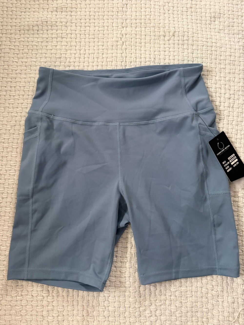 High-Rise Athletic Bike Shorts in Dusty Blue